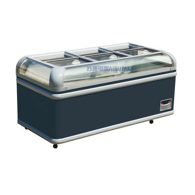 China Dual-temperature island freezer chest ice display refrigerators and deep curved freezers equipments for sale