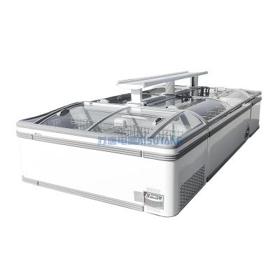 China Single-Temperature Large Capacity Commercial Deep Sliding Door Chest Meat Ice Island Freezer Equipments for sale