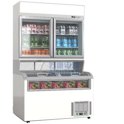 China Double-temperature Wall Ice Cream Freezer Refrigerator Beer Display Commercial Combined Fridge Freezer for sale