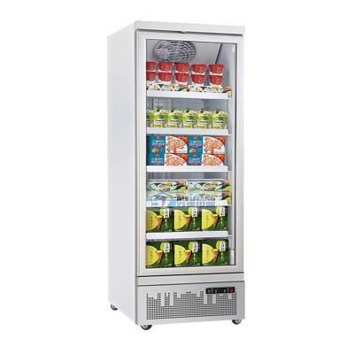 China Straight Glass Meat Pizza Cooler Showcase Ice Cream Refrigerator Single-temperature Supermarket Slim Door Freezer for sale