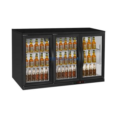 China Single-Temperature Mini Black Glass Door Beer Fridge Display Drink Bar Under Counter Refrigerator for sale