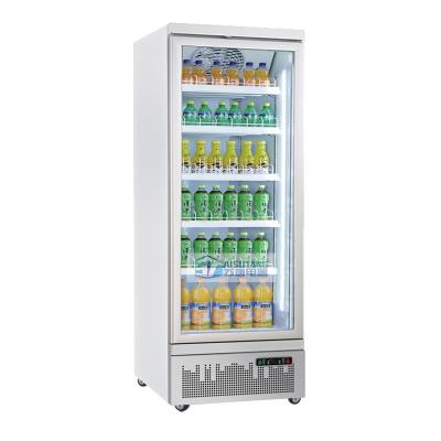 China Single-temperature Straight Glass Cold Drinks Cooler Showcase Beverage Refrigerator Slim Vertical Glass Door Fridge for sale