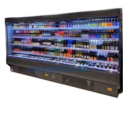 China Large Capacity Supermarket Single-temperature Air Curtain Multideck Open Cabinet Chiller Refrigerator For Fruit Vegetable Display for sale