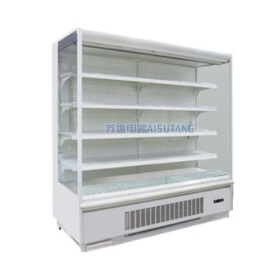 China Single-temperature supermarket milk fruit display air curtain open cooler refrigerator with built-in high quality compressor for sale