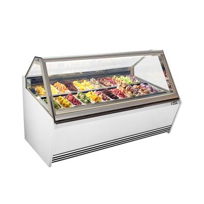 China Double-temperature Easybest Customized Ice Cream Gelato Showcase Fridge Freezer Machine 12 Pans for sale