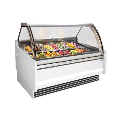 China Professional Double-temperature Easybest Ice Fridge Gelato Display Case 12 Pans Freezer for sale