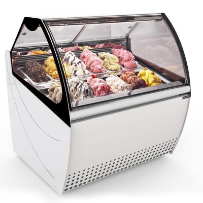 China Double-temperature Easybest Curved Ice Display Showcase Gelta Fridge Chest Freezer for sale