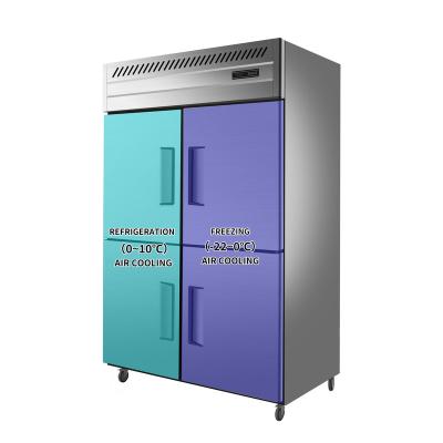 China Feozen Food Restaurant Deep Door Meat Double-temperature 4/6 Temperature Double Refrigerator and Freezer for sale