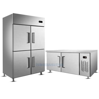 China Deep Frozen Food Restaurant Meat Freezer Stainless Steel Kitchen Single-temperature 1000L 4 Door Chest Freezer for sale