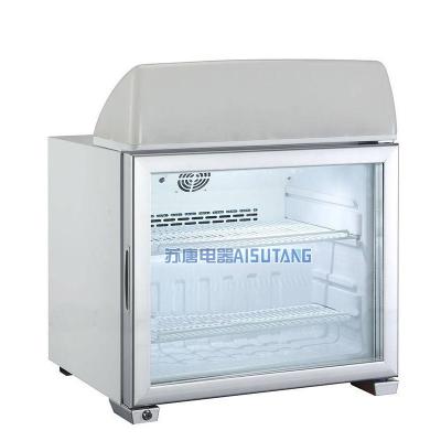 China Single-temperature 49L Mini Gelato Freezer Ice Cream Counter Display Show Small Glass Door Freezer With Light Box for sale