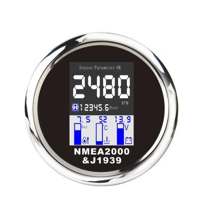 China J1939 85 Mm Multifunction Black Faceplate J1939 LCD Digital Engine Gauge For Marine for sale