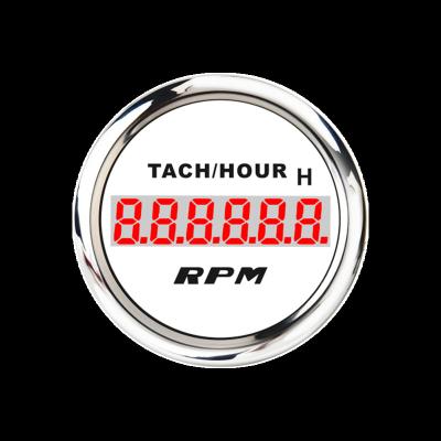 China Gauge 52mm Level LED White Face Red Digital Tachometer With Hour Meter For Marine for sale