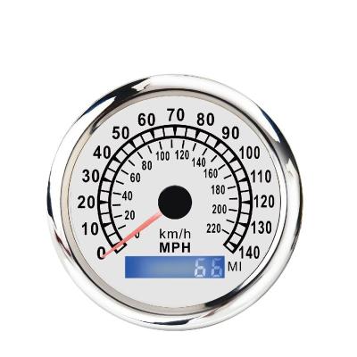 China MPH Face KMH Electric Gauge 85mm GPS Speedometer Level Mile White Double Display for sale