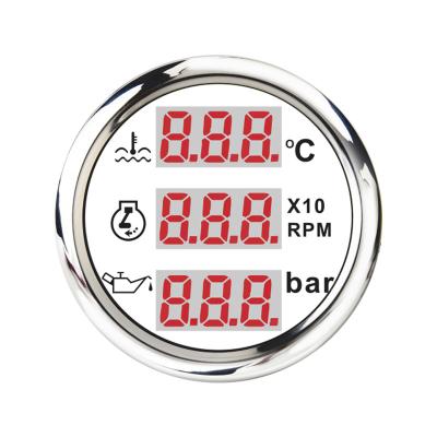 China Level gauge 52 mm 3IN1 waterproof digital multi-function water temperature gauge white face. Oil press. for marine motor vehicles for sale