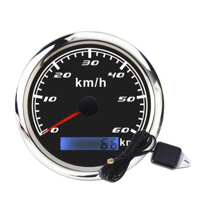 China Black LED Level Gauge 85mm 60 GPS Kilometers Electric White Tachometer With Odometer For Marine for sale