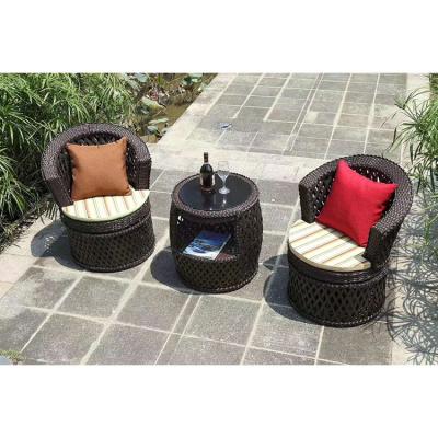 China Wholesale Modern Garden Rattan Furniture Set Outdoor Rattan Coffee Table and Black Rattan Chair for sale