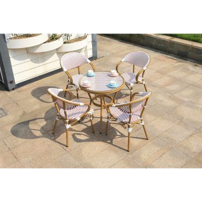 China Lightweight Outdoor Furniture Rattan Dining Sets Plastic Rattan Chair And Aluminum Outdoor Coffee Table for sale