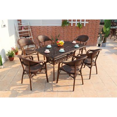 China Lightweight cheap price outdoor furniture 6 seater aluminum alloy party table and chair for sale