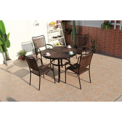 China Customized Lightweight Outdoor Bistro Furniture Metal Round Table And Chair Outdoor Table With Chairs for sale