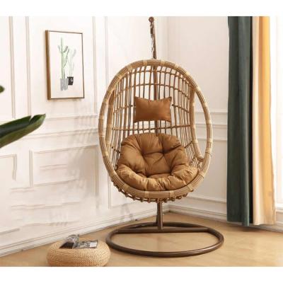 China Modern hot sale villa outdoor rattan swing chair hanging round swing seat for hotel decor for sale