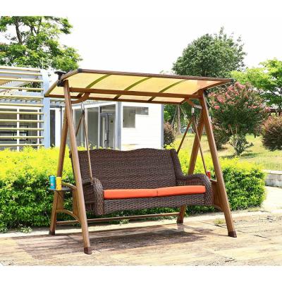 China Modern Hot Selling Hotel Patio Double Rattan Swing Chair Villa Aluminum Frame Rattan Garden Modern Hanging Swing for sale