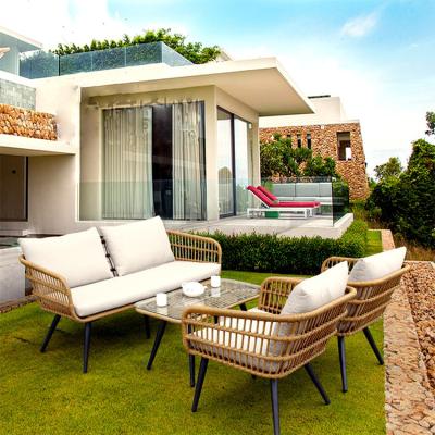 China Wholesale Outdoor Garden Furniture Outdoor Rattan Sofa Weather Furniture Rattan Sofa With Cushions for sale