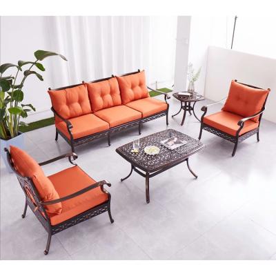 China Low Price Outdoor Aluminum Furniture Outdoor Weather Furniture Sofa Set Outdoor Sofa Garden Furniture With Cushions for sale