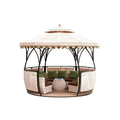 China Outdoor PE Rattan Home Hotel Furniture Rattan Leisure Gazebos Set For Garden for sale