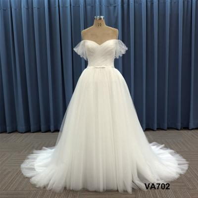 China Anti-Static Corset Off Shoulder Tulle Dropped Sleeves Sweetheart Neckline Ball Gown for sale