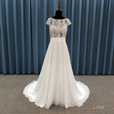 China Vestido de noiva Custom-made Elegant White Anti-static Wedding Dress Satin A Line Wedding Dress for sale