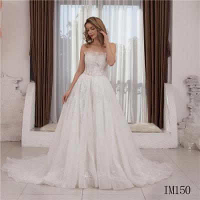 China Anti-Static Bridesmaid Dresses Court Train Lace Design Ball Gown Amazon Wedding Dress for sale