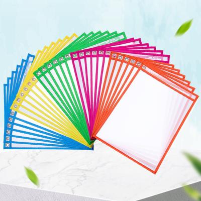 China school & office & Educational Use Reusable Clear A4 Cloth Dry Run Writing Document Pocket Multi Color PVC Educational School and Office Stationery Folder Holder for sale