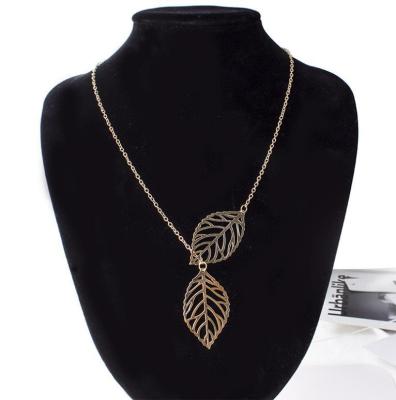 China - Fashion L195 2019 Hot Women Jewelry Gifts Casual Beads Two Leaves Leaf Necklaces for sale