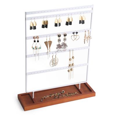 China D4019 Portable Jewelry Display Organizer Ear Stud Rack Dangle Wooden Earrings Pesentoir Fashion Earring Base Stand Holder for sale