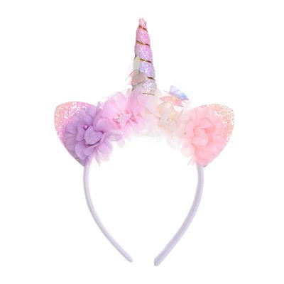 China AA169 Cute European and American Antler style hair accessories sequin shiny glitter flowers headband party girls cartoon bow animal headband for sale