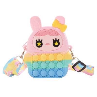 China Funny Educational Toy G89 Autism Trigger Shoulder Bag Push Bubbles Toy Horse Lemon Bunny Coin Purse Girl Silicone Easter Clips for sale