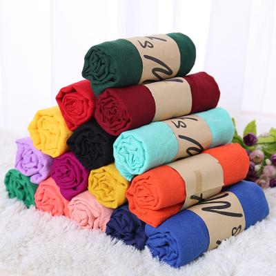 China Q420 26 Colors Scarves Cotton Neckerchief Beach Scarf Long Shawl Solid Canvas Soft Wrap Sunscreen Fashion Scarf for sale