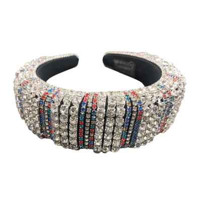 China E1648 Women Girls Hair Accessories Circle Sponge Headband Rhinestone Face Wash Handmade Clasp Wide Makeup Headband Hair Friendly Material for sale