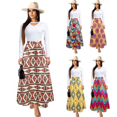 China Floral Print Anti-Static Anti-Static Multicolor Pattern Fashion Casual Plaid Skirt Long For Women PZF-A6275 for sale