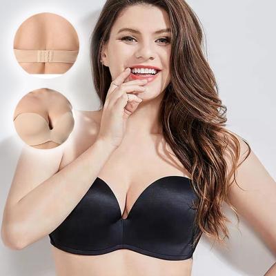 China 2021 QUICK DRY Backless Seamless Gathers Since C D Cup Bras E-F Big Bra Tube Lift Up Plus Size Big Boobs Strapless Invisible Bra for sale