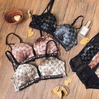 China New A B cup push up velvet breathable luxury designers inspired bras and famous brands designer bra panty set briefs underwear panties sets for sale