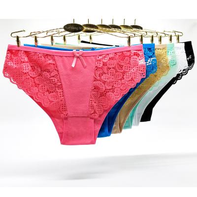 China Wholesale Mix Women Lace Logo Cotton Panties Breathable Custom Underwear for sale