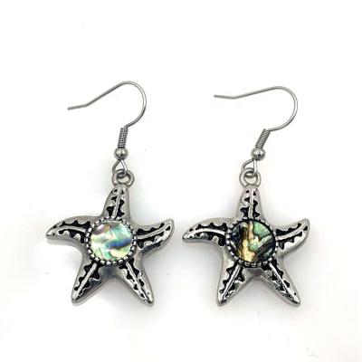 China 2022 New Fashion Abalone Starfish Stud Earrings Lead Free Nickel Free Stainless Steel Wholesale Jewelry for sale