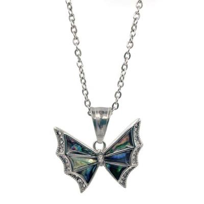 China New Fashion Lead Free Nickel Free Ladies Stainless Steel Handmade Butterfly With Abalone Necklace Pendant for sale