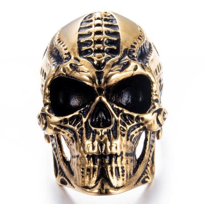 China Stainless Steel Skull Lead Free Nickel Free Alien Ring For Men Hiphop Rock Punk Rings for sale