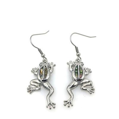 China 2022 New Fashion Abalone Frog Earrings Lead Free Nickel Free Stainless Steel Wholesale Jewelry for sale