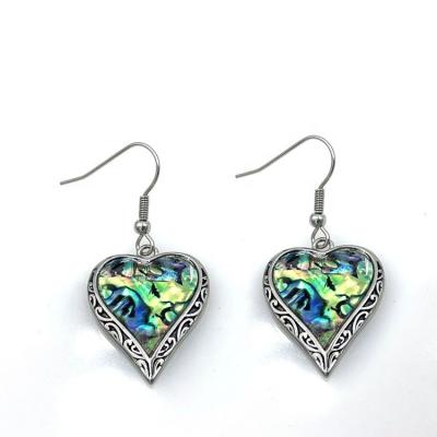 China Lead Free Nickel Free Heart Stud Earrings With Abalone For Ladies And Girls Stainless Steel Metal for sale