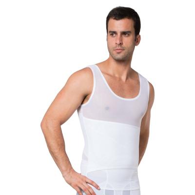 China MeiSu Breathable R078WH 180g Mesh Side 3 Rows Hook And Eye Clasps Body Shaper Adjustable Stomach Compressed Control For Men for sale