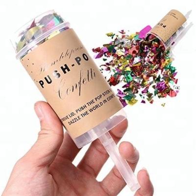 China Disposable Eco-Friendly Wedding And Party DIY Push Pop Confetti Container Boxes With Multicolor Paper for sale