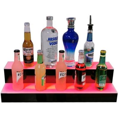 China Easy Installation Custom 2 Stage LED Light Bar Shelf |2 Tiered LED Glow Illuminated Acrylic Bottle Shelf Display 12